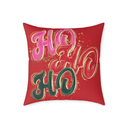 HO HO HO Red Christmas Pillow