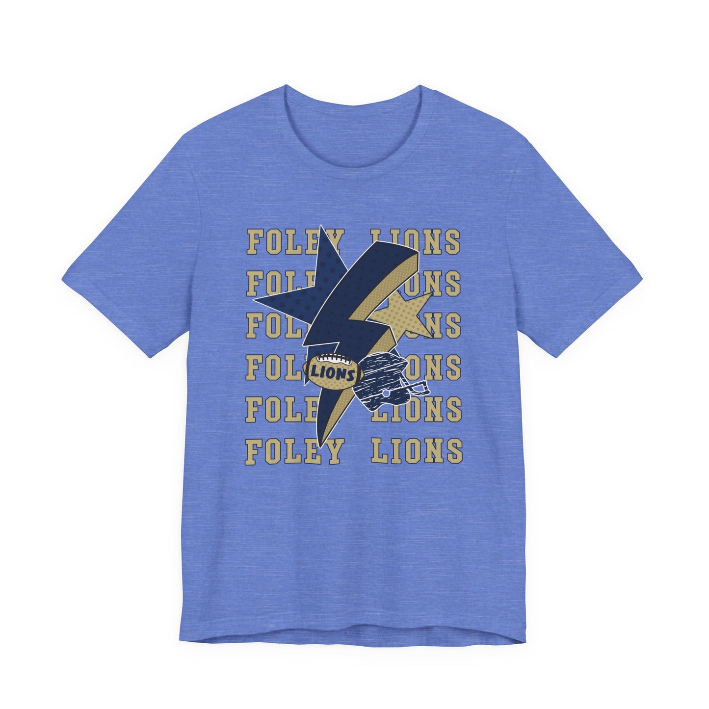 Lions Football, Stars, Lightning Graphic Tee - Bella Canvas