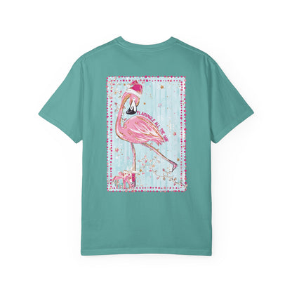Flamingo Flamingle All the Way Christmas Tee - Comfort Colors