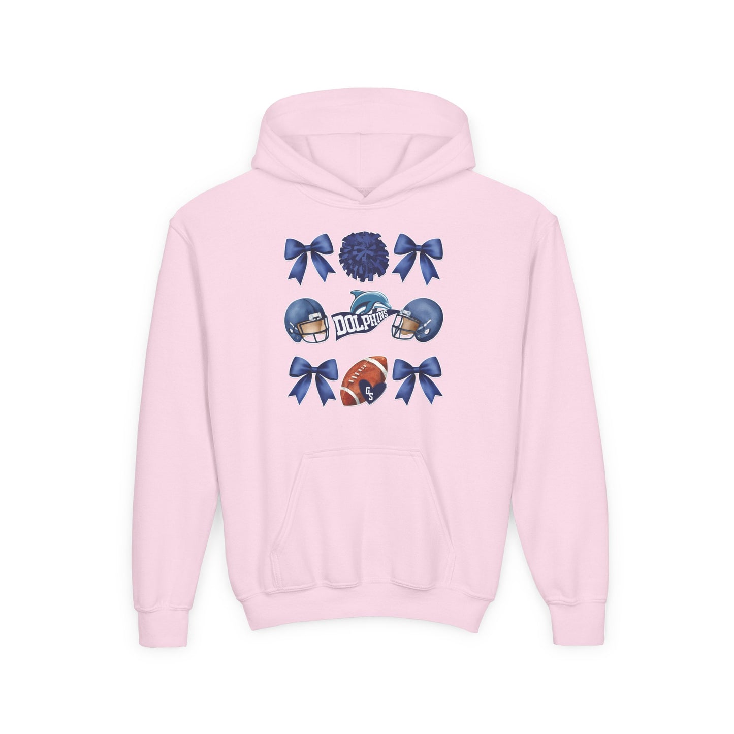 Youth Dolphins Coquette Football Hoodie