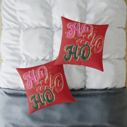 HO HO HO Red Christmas Pillow