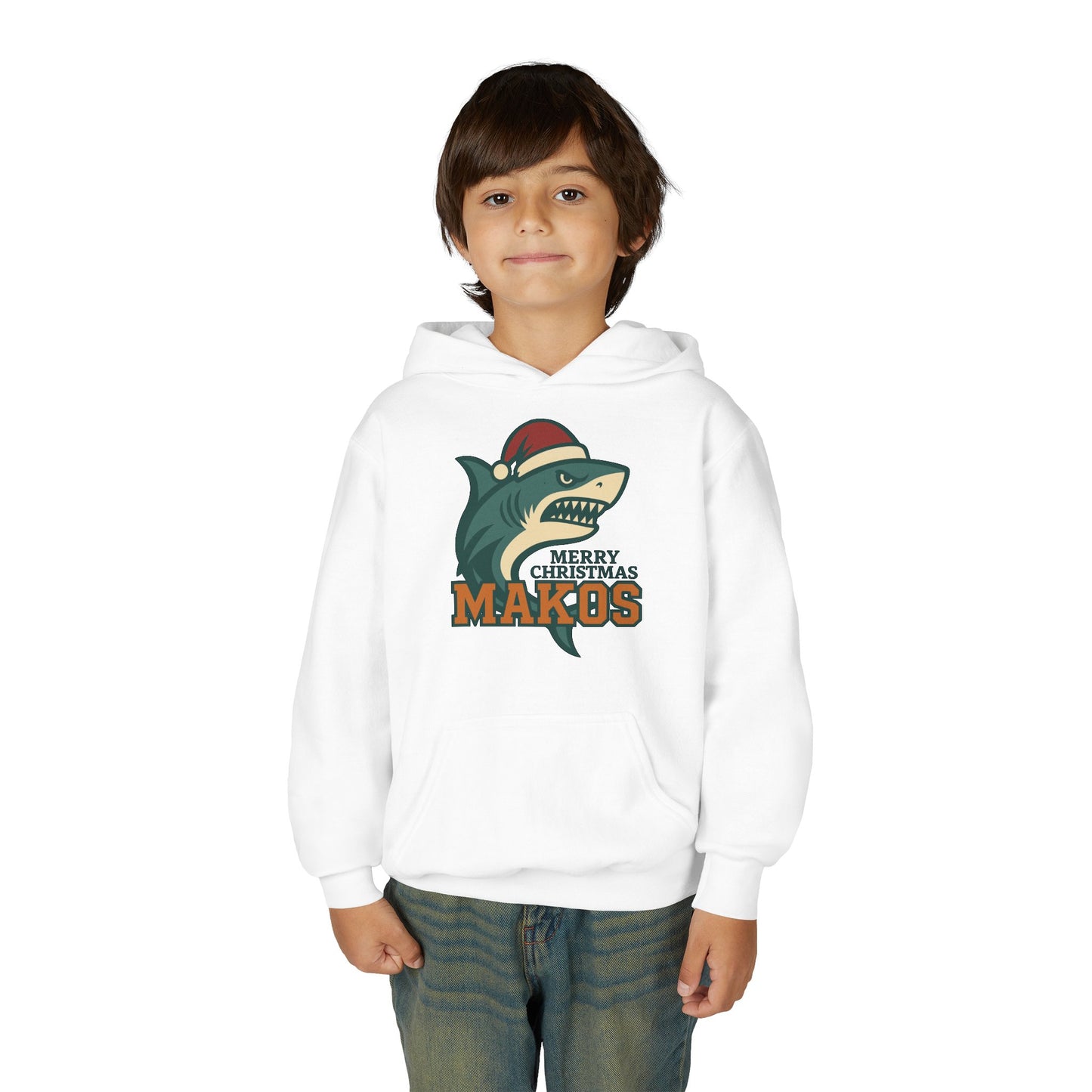 Youth Makos Christmas Hoodie — Merry Christmas Shark Holiday Sweatshirt