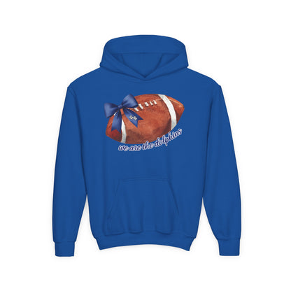 Youth Dolphins Coquette Football Hoodie