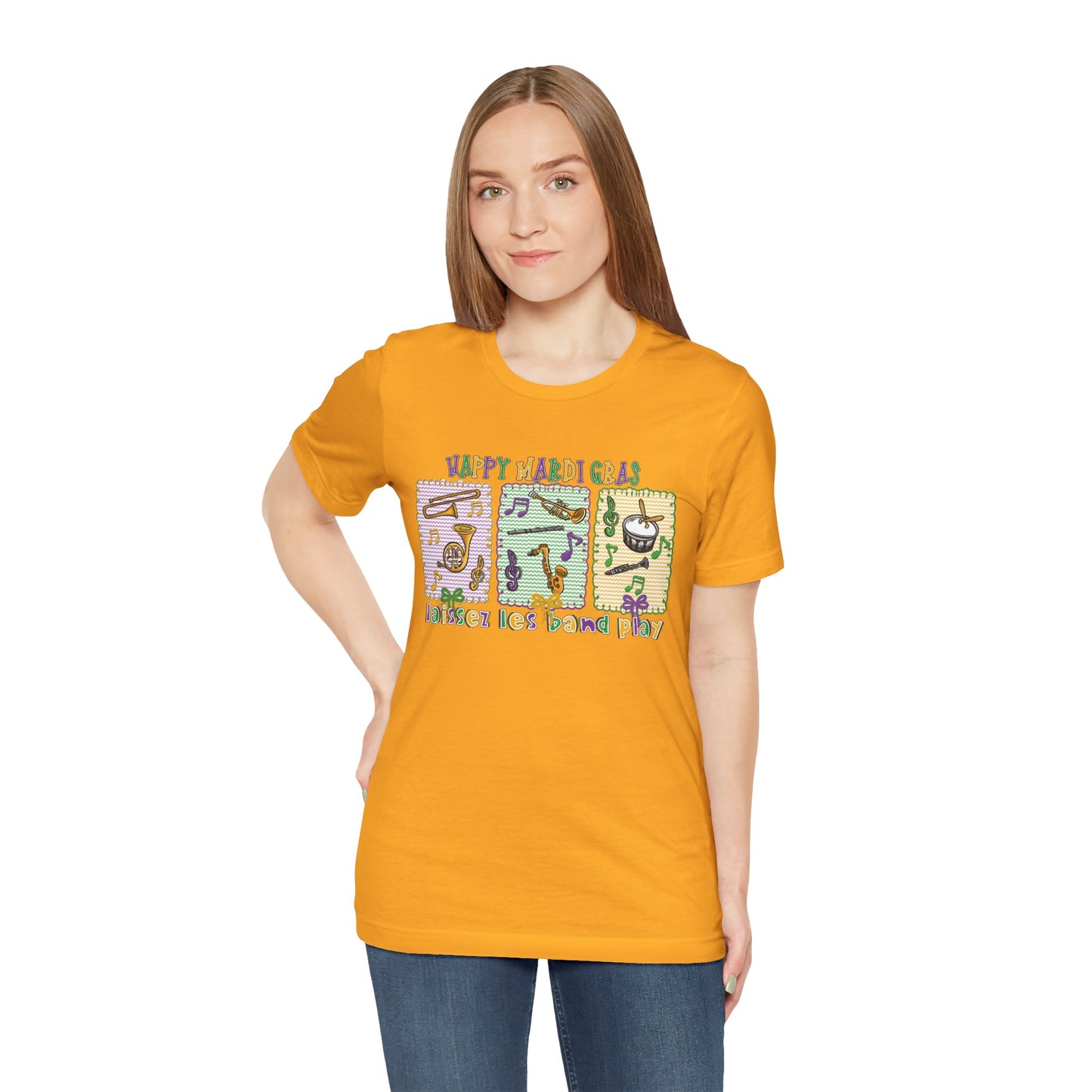 Mardi Gras T-Shirt — "Happy Mardi Gras" Carnival Mask & Beads Celebration Tee