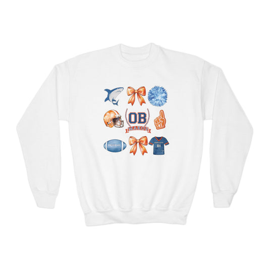 Youth Makos Coquette Bow Pennant Football Sweatshirt