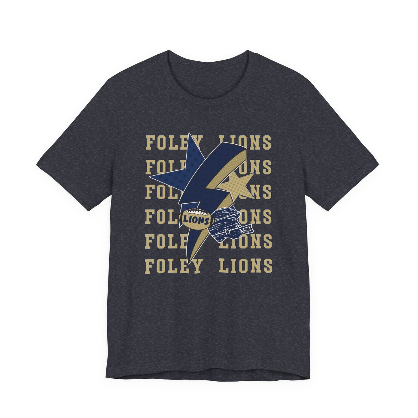 Lions Football, Stars, Lightning Graphic Tee - Bella Canvas