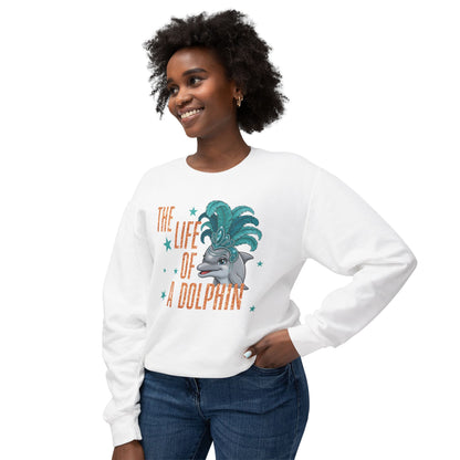 Adult Life of a Dolphin Faux Glitter Sweatshirt - Comfort Colors