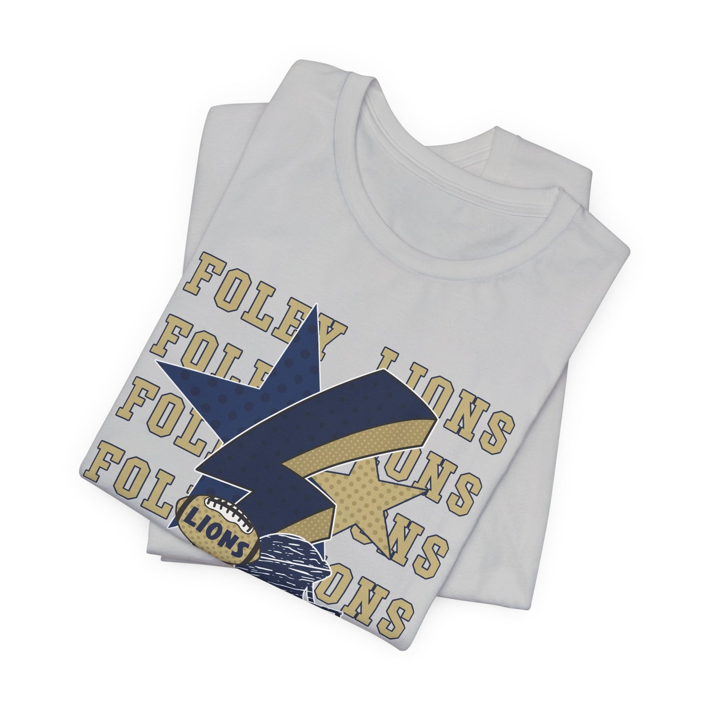 Lions Football, Stars, Lightning Graphic Tee - Bella Canvas