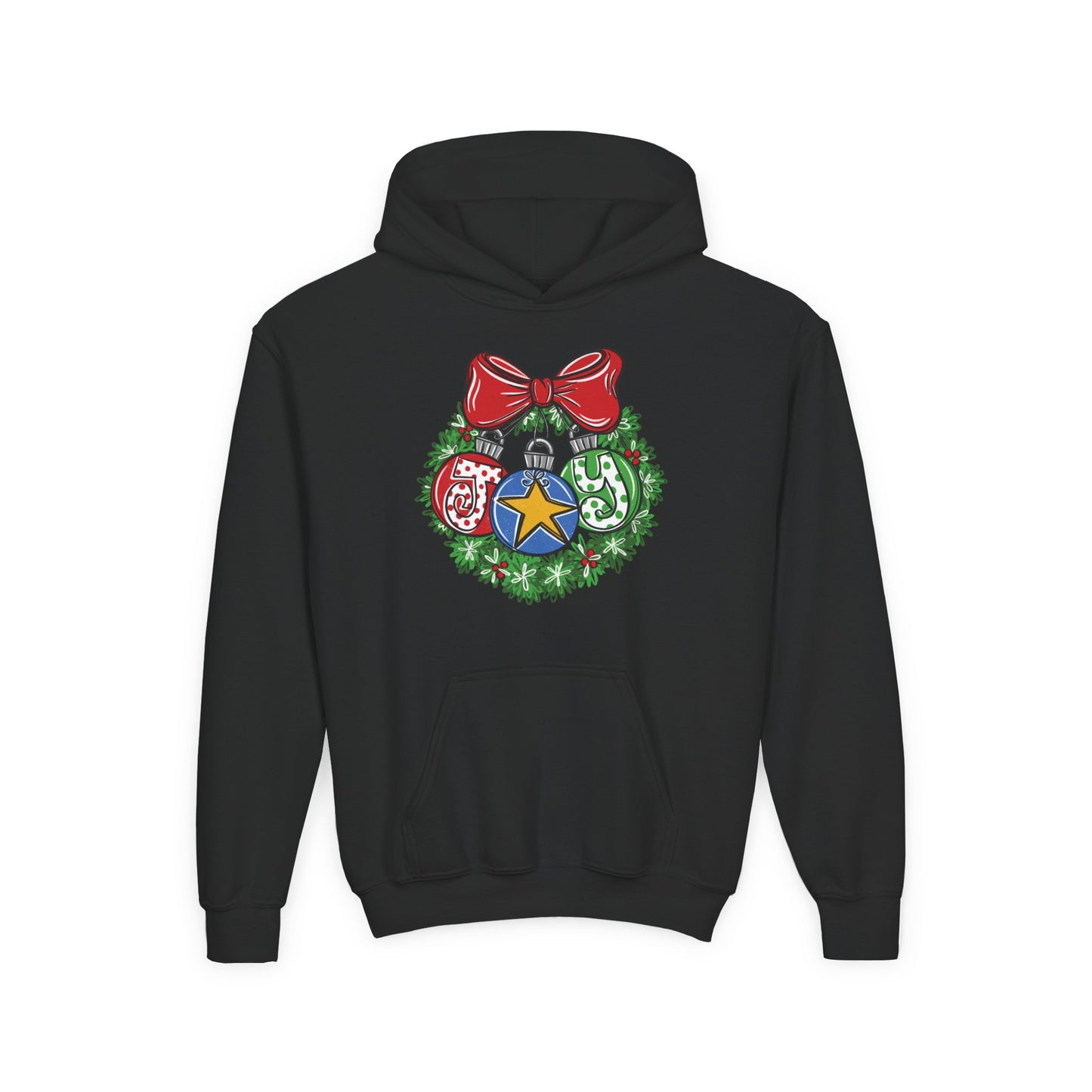 Joy Wreath Youth Hoodie - Gildan