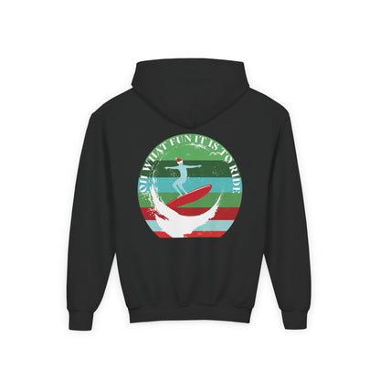 Youth Surfing Christmas Hoodie - Gildan