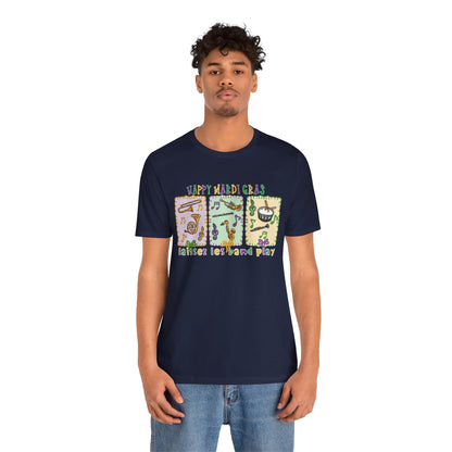 Mardi Gras T-Shirt — "Happy Mardi Gras" Carnival Mask & Beads Celebration Tee