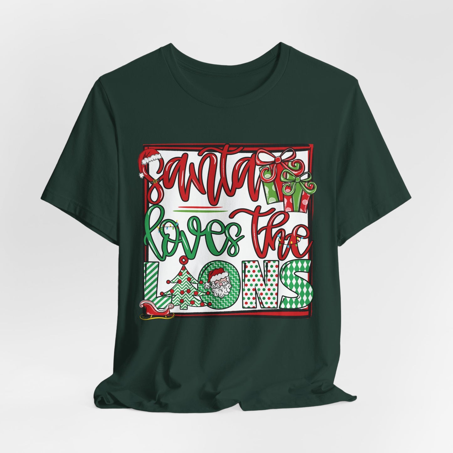 Santa Loves the Lions Tee - Bella Canvas