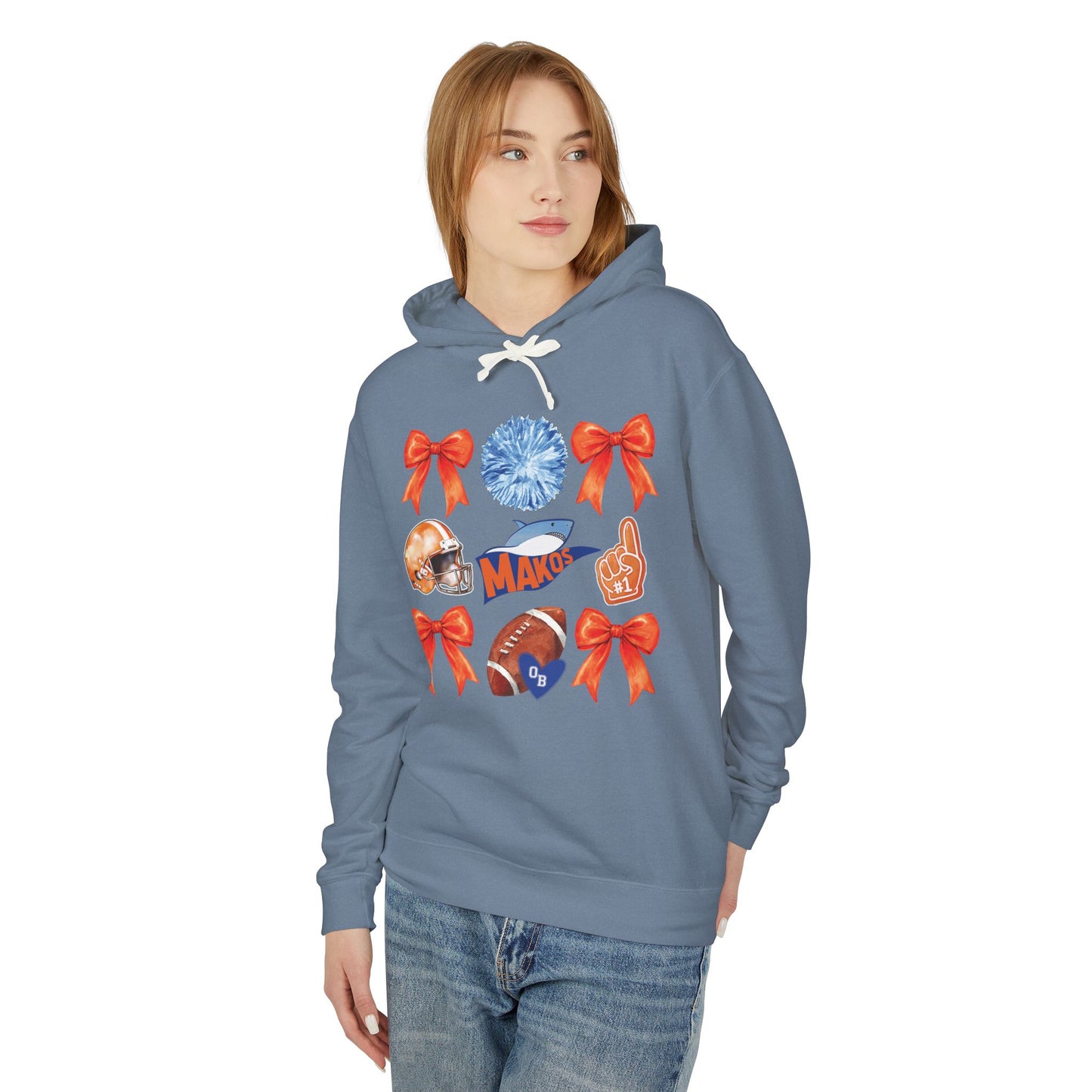 Makos Coquette Football Hoodie - Comfort Colors