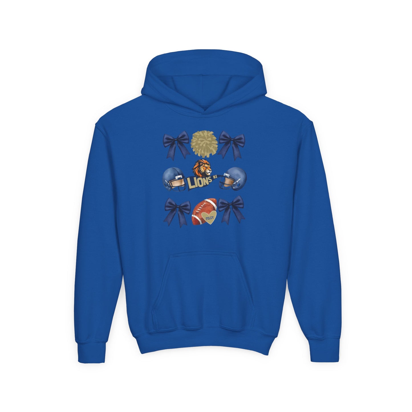 Youth Lions Football Themed Hoodie - Gildan