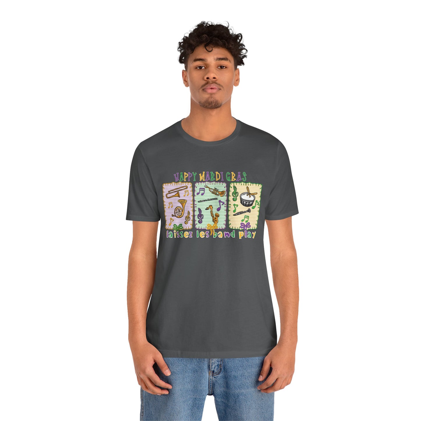 Mardi Gras T-Shirt — "Happy Mardi Gras" Carnival Mask & Beads Celebration Tee