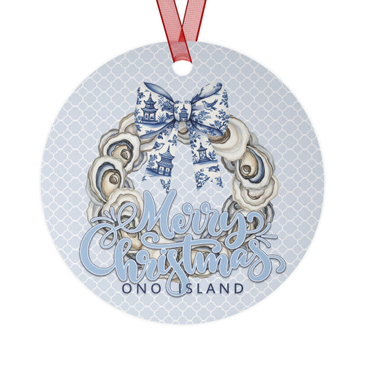 Ono Oyster Wreath Metal Ornament