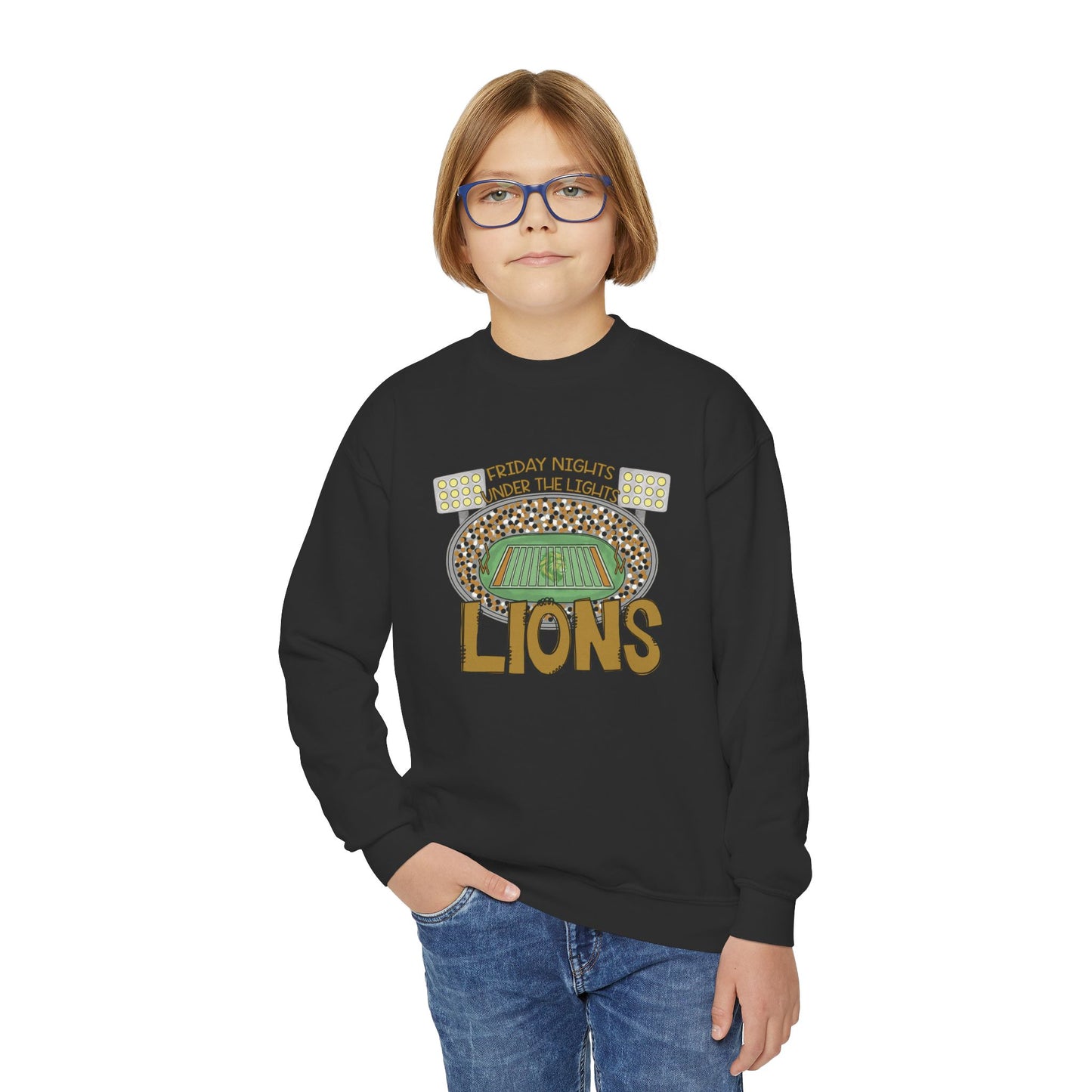 Youth Lions Friday Nights Lights Crewneck Sweatshirt - Gildan