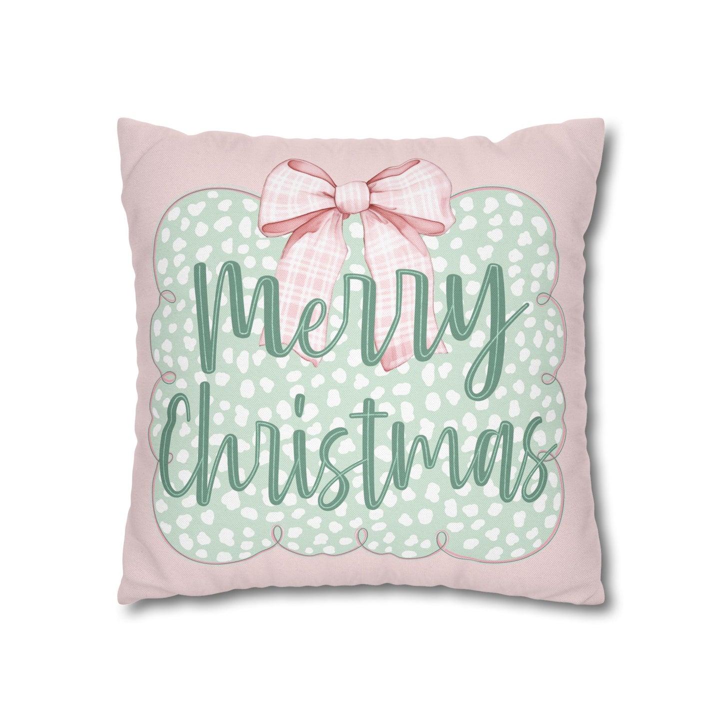 Merry Christmas Pink & Green Pillowcase