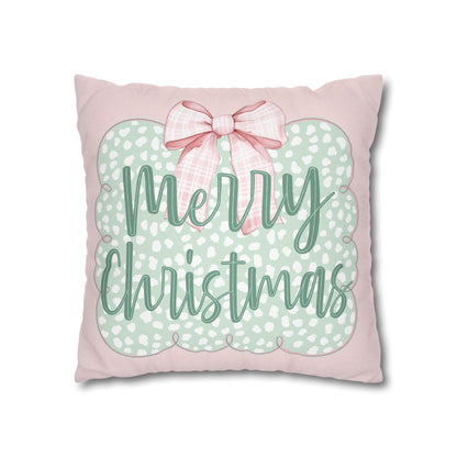 Merry Christmas Pink & Green Pillowcase