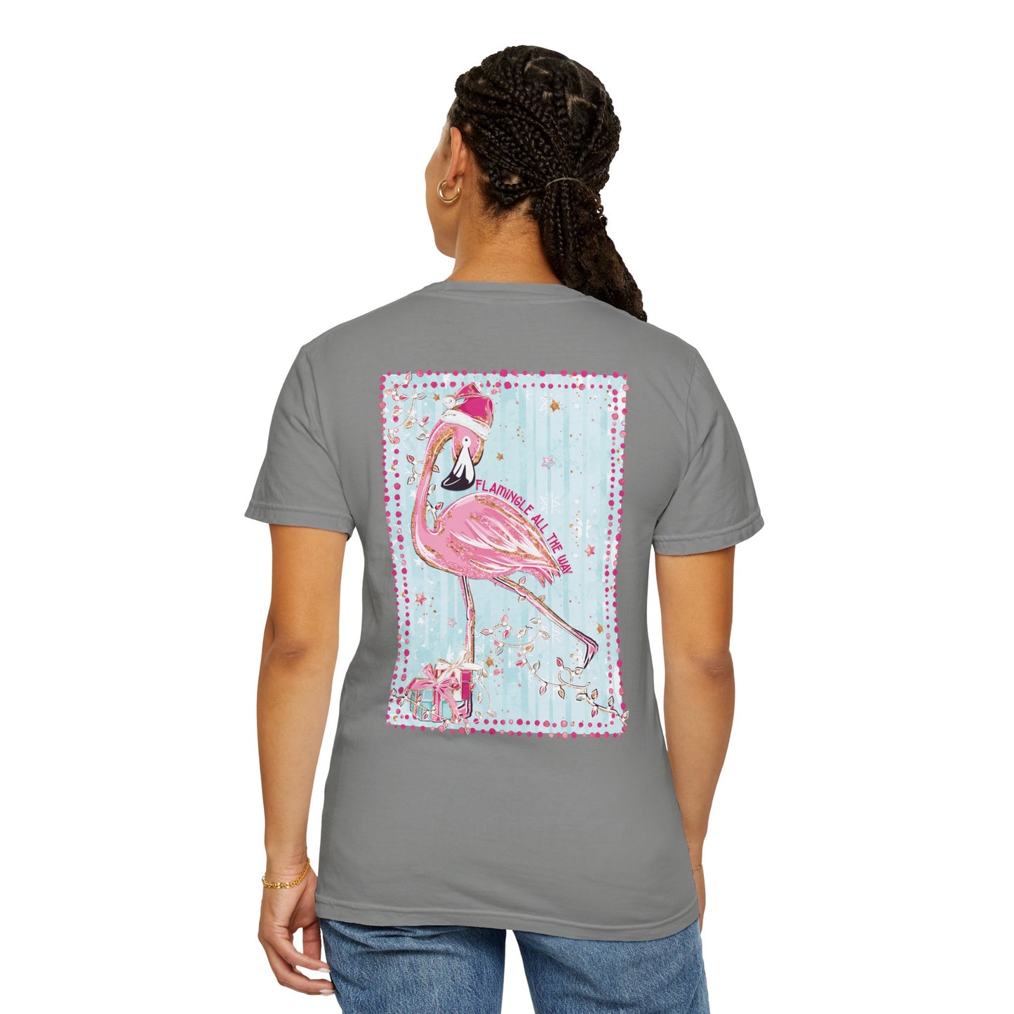 Flamingo Flamingle All the Way Christmas Tee - Comfort Colors