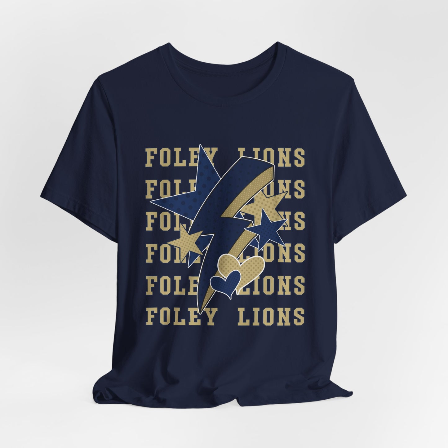 Foley Lions Hearts, Stars, Lightning Tee - Bella Canvas
