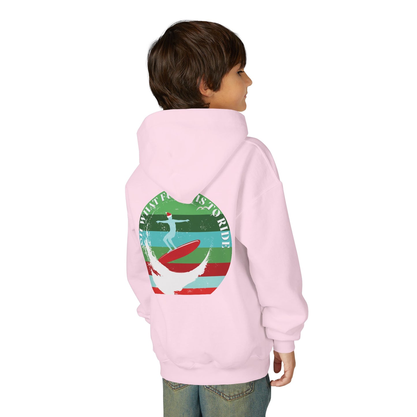 Youth Surfing Christmas Hoodie - Gildan
