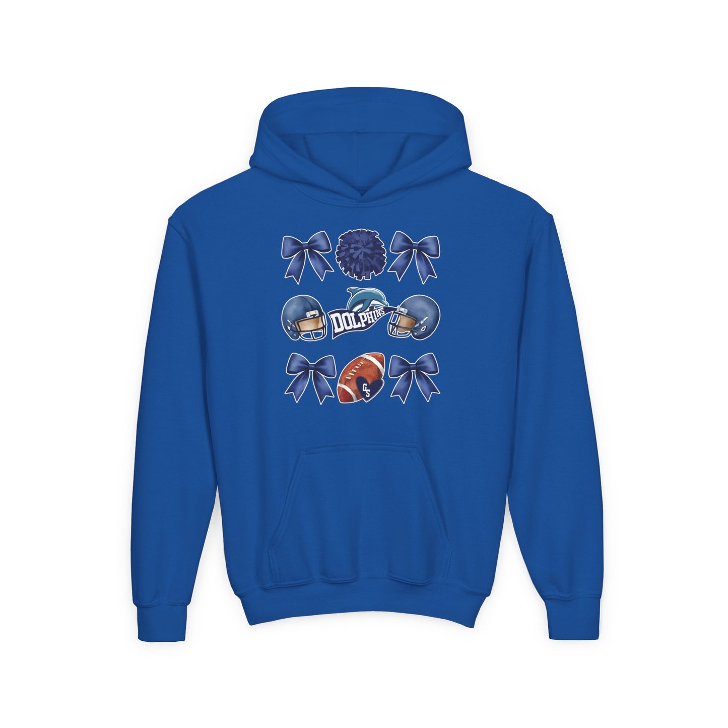 Youth Coquette Dolphins Pennant Bow Hoodie