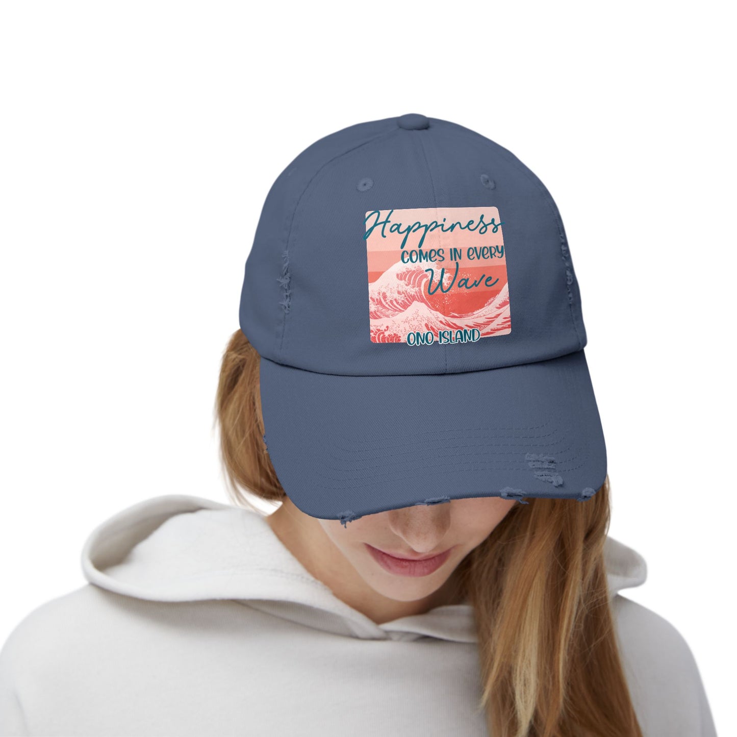 Happiness Comes in Every Wave Ono Distressed Cap