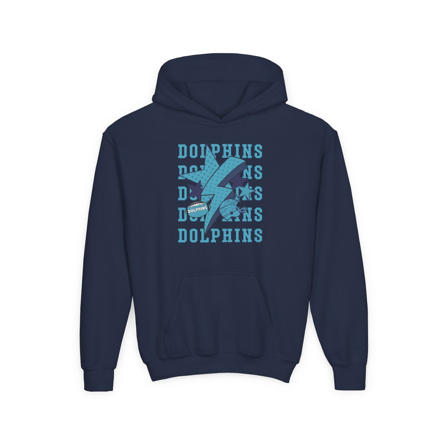 Youth Dolphin Lightning Football Hoodie