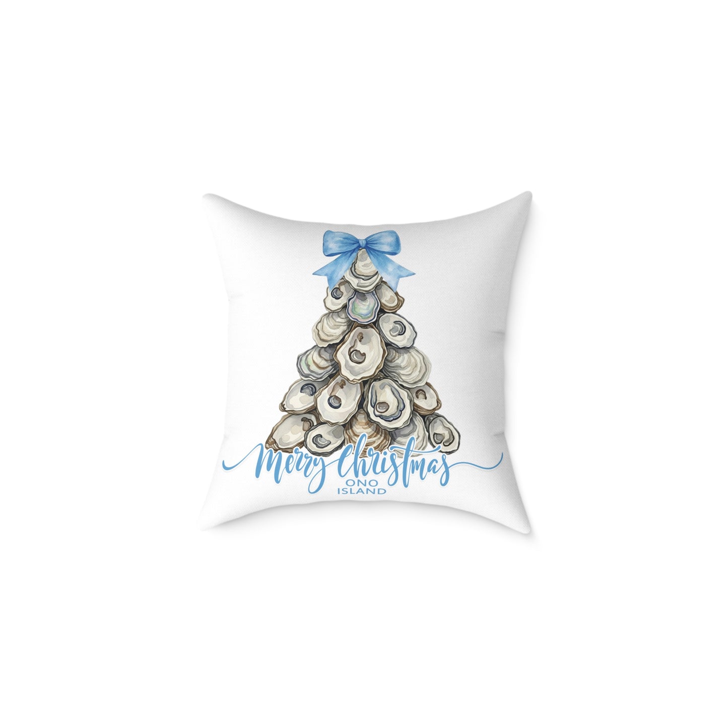Ono Island Oyster Christmas Tree White Pillow