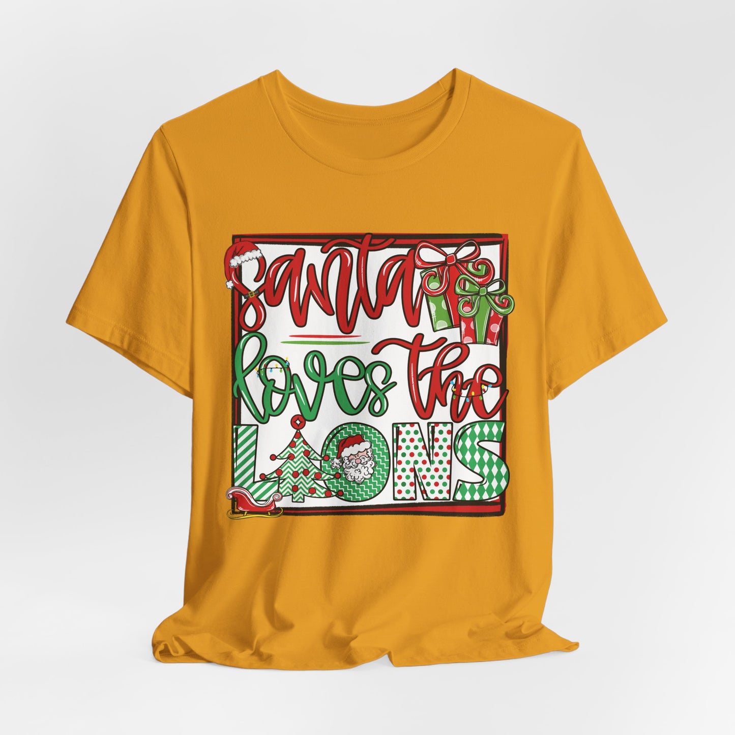 Santa Loves the Lions Tee - Bella Canvas