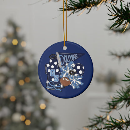 Dolphins Football & Cheer Ceramic Ornament