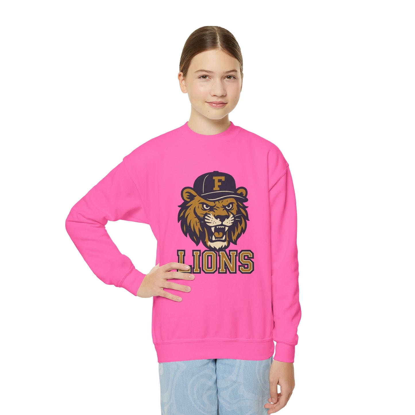 Youth Retro Roaring Lions Crewneck Sweatshirt - Gildan