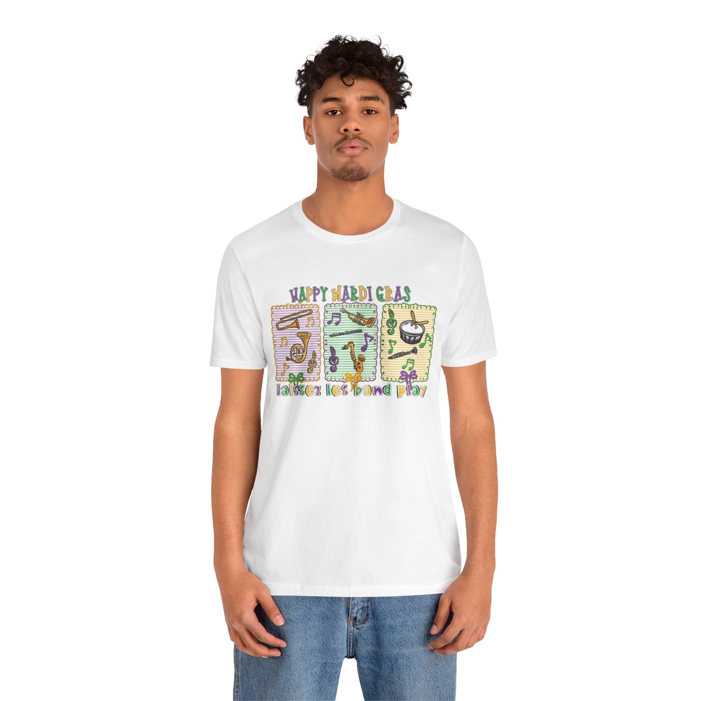 Mardi Gras T-Shirt — "Happy Mardi Gras" Carnival Mask & Beads Celebration Tee