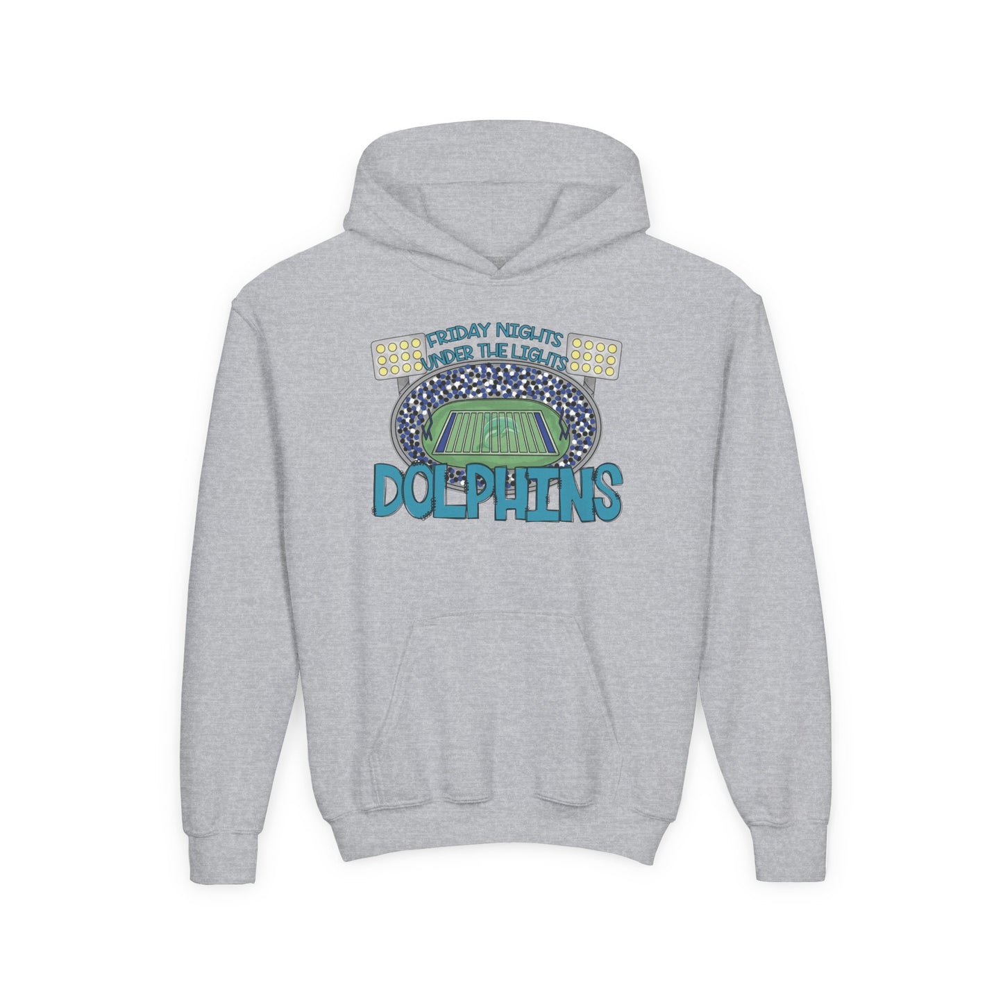Dolphins Friday Night Lights Youth Hooded Sweatshirt - Gildan
