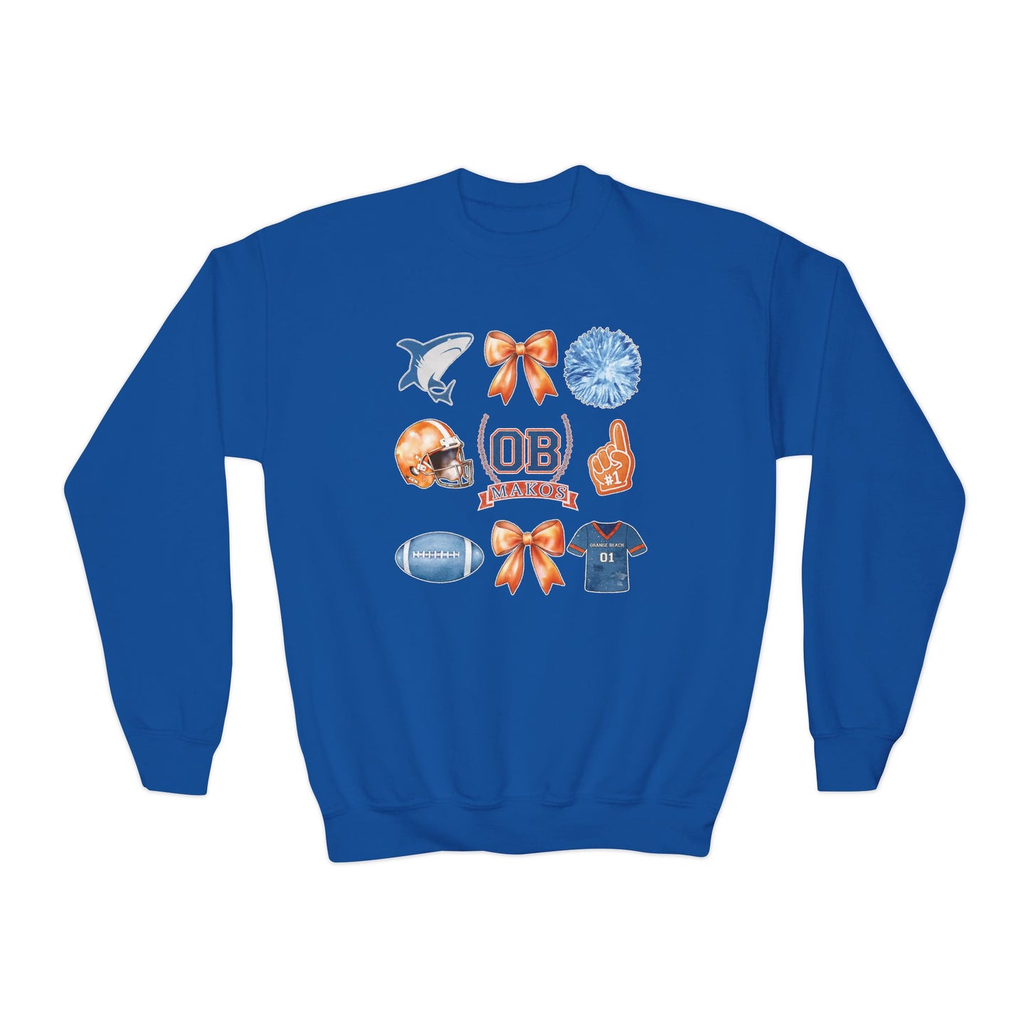 Youth Makos Coquette Bow Pennant Football Sweatshirt
