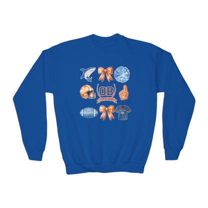 Youth Makos Coquette Bow Pennant Football Sweatshirt