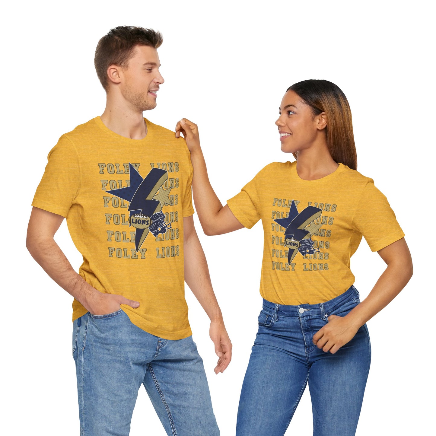 Lions Football, Stars, Lightning Graphic Tee - Bella Canvas