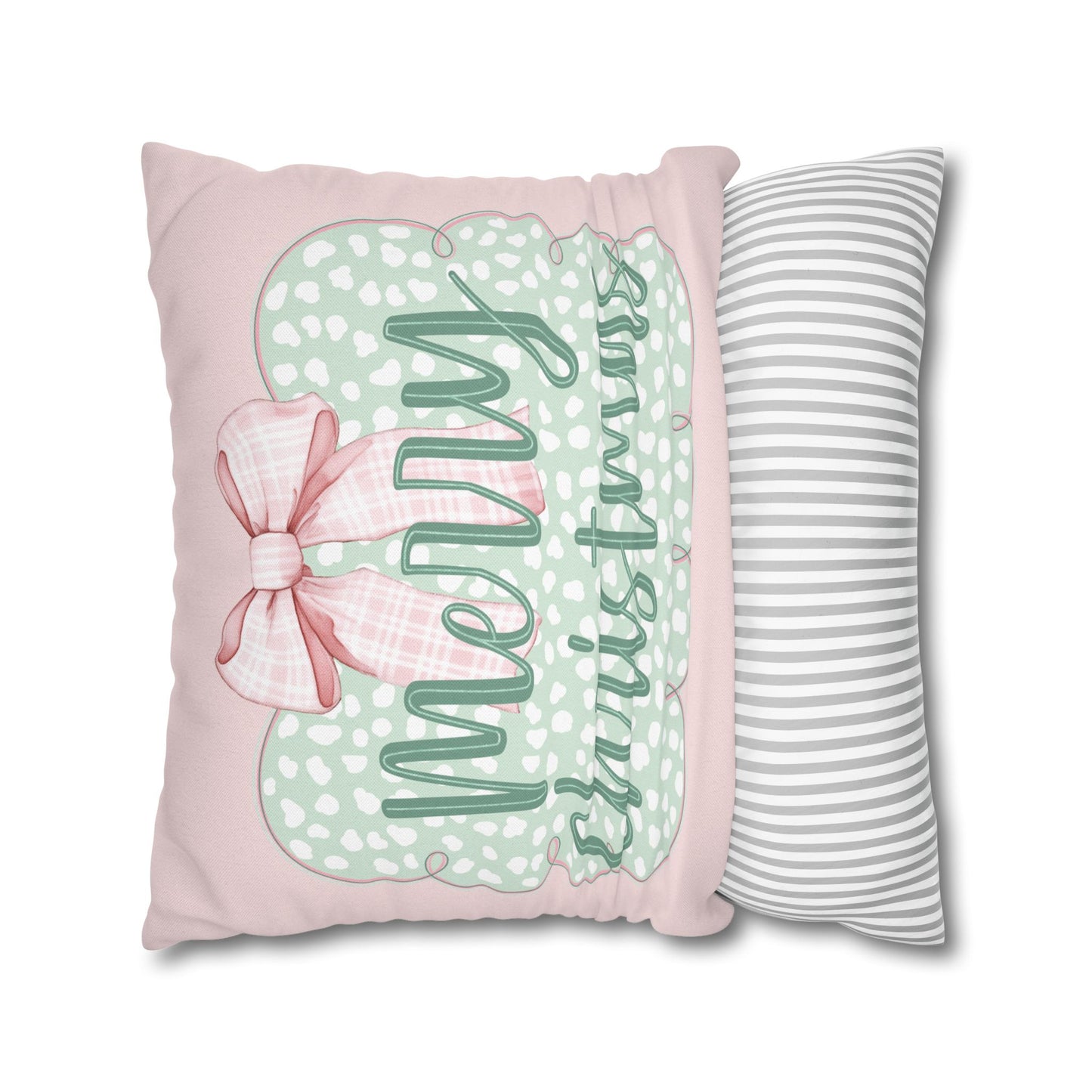 Merry Christmas Pink & Green Pillowcase