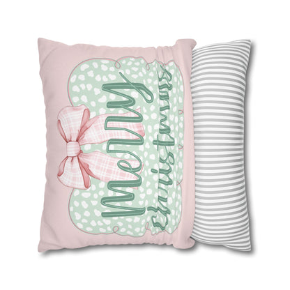Merry Christmas Pink & Green Pillowcase