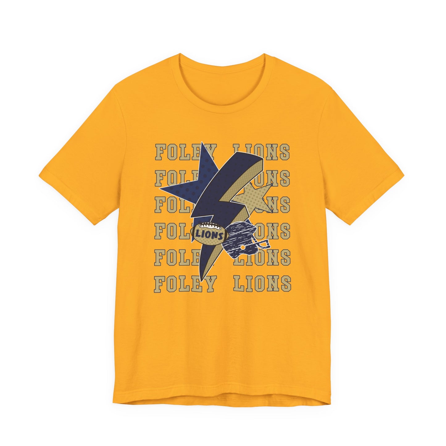 Lions Football, Stars, Lightning Graphic Tee - Bella Canvas