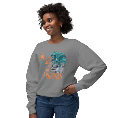 Adult Life of a Dolphin Faux Glitter Sweatshirt - Comfort Colors