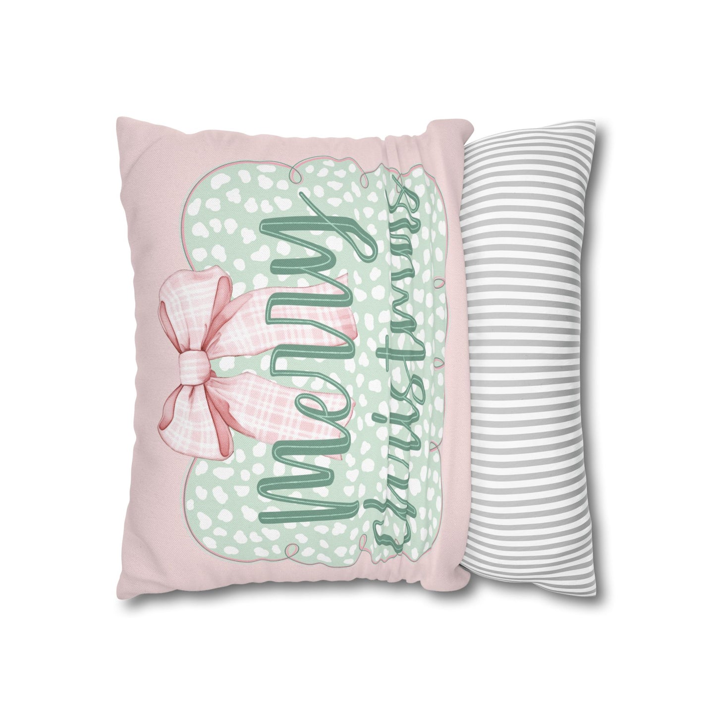 Merry Christmas Pink & Green Pillowcase