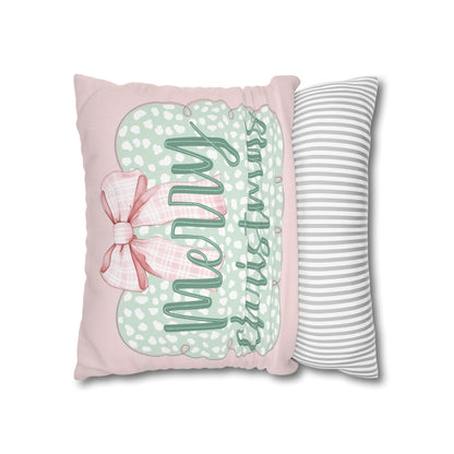 Merry Christmas Pink & Green Pillowcase