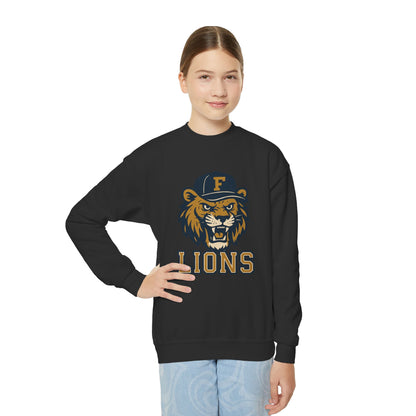 Youth Retro Roaring Lions Crewneck Sweatshirt - Gildan