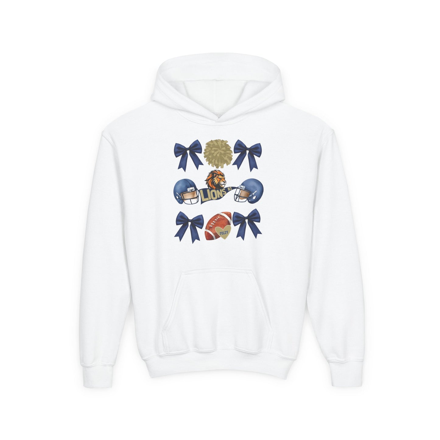 Youth Lions Football Themed Hoodie - Gildan