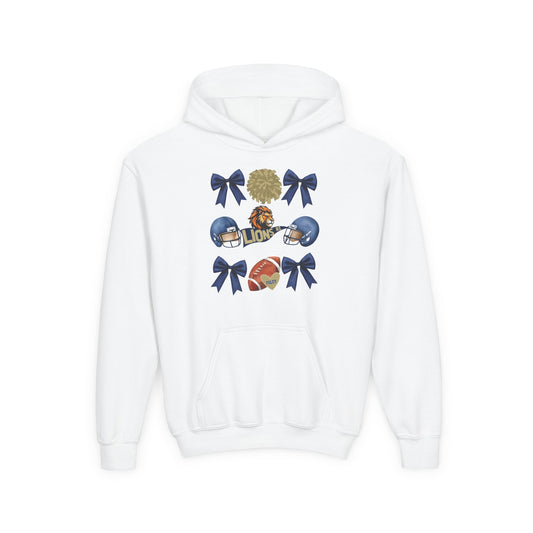 Youth Lions Football Themed Hoodie - Gildan