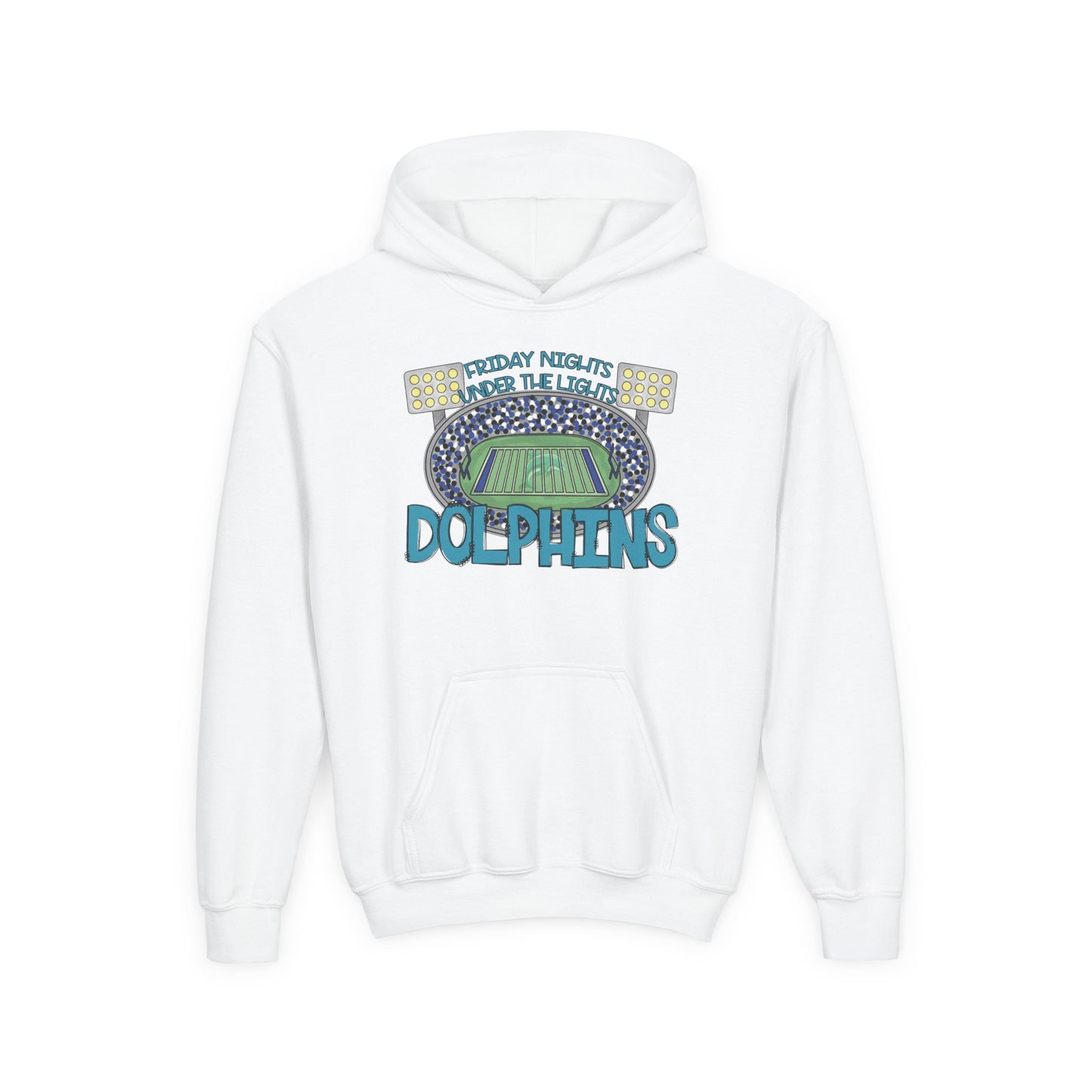 Dolphins Friday Night Lights Youth Hooded Sweatshirt - Gildan