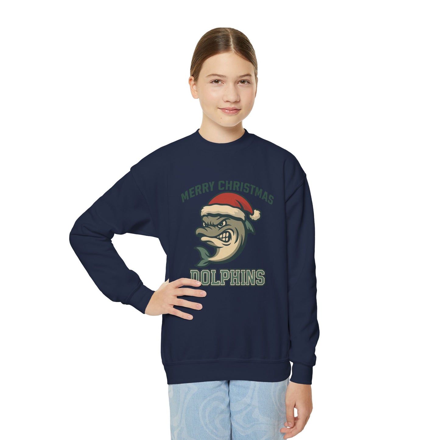 Merry Christmas Dolphins Sweatshirt - Gildan