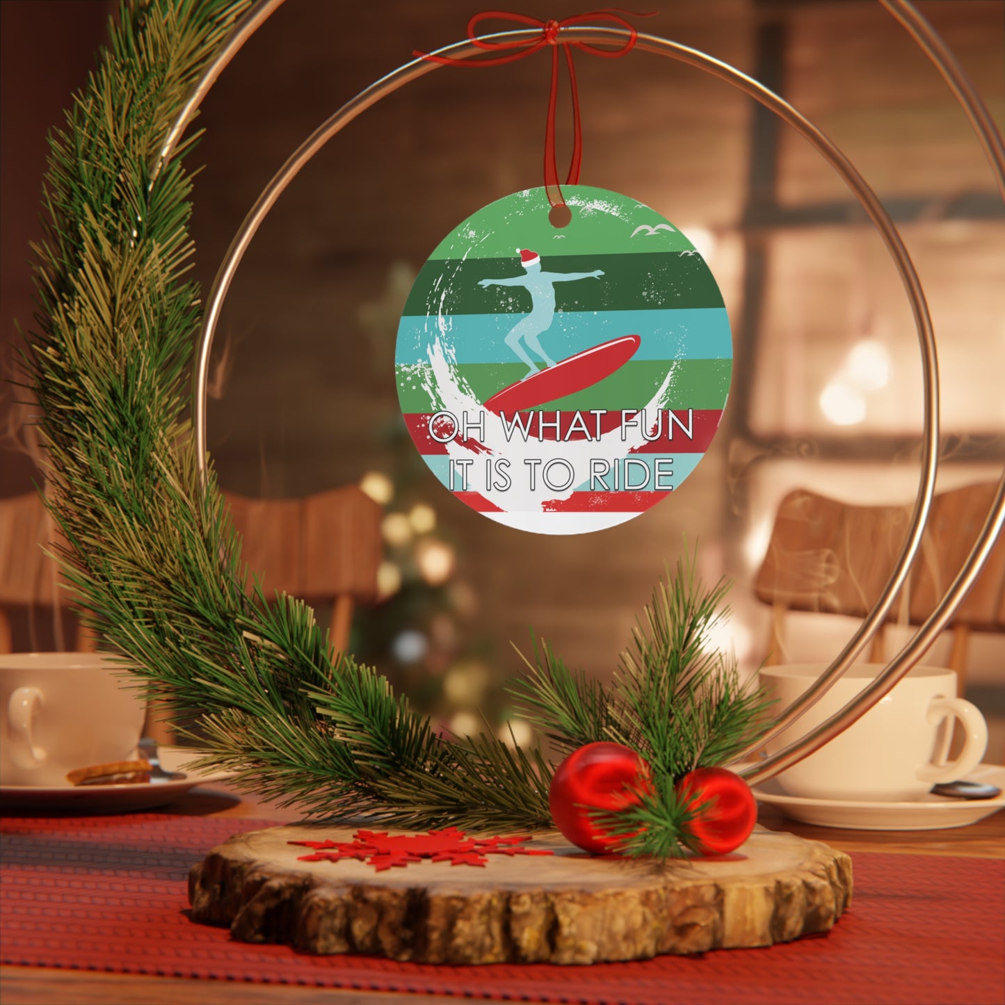 Surfing Santa Ornaments